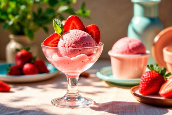 طرز تهیه بستنی توت فرنگی
